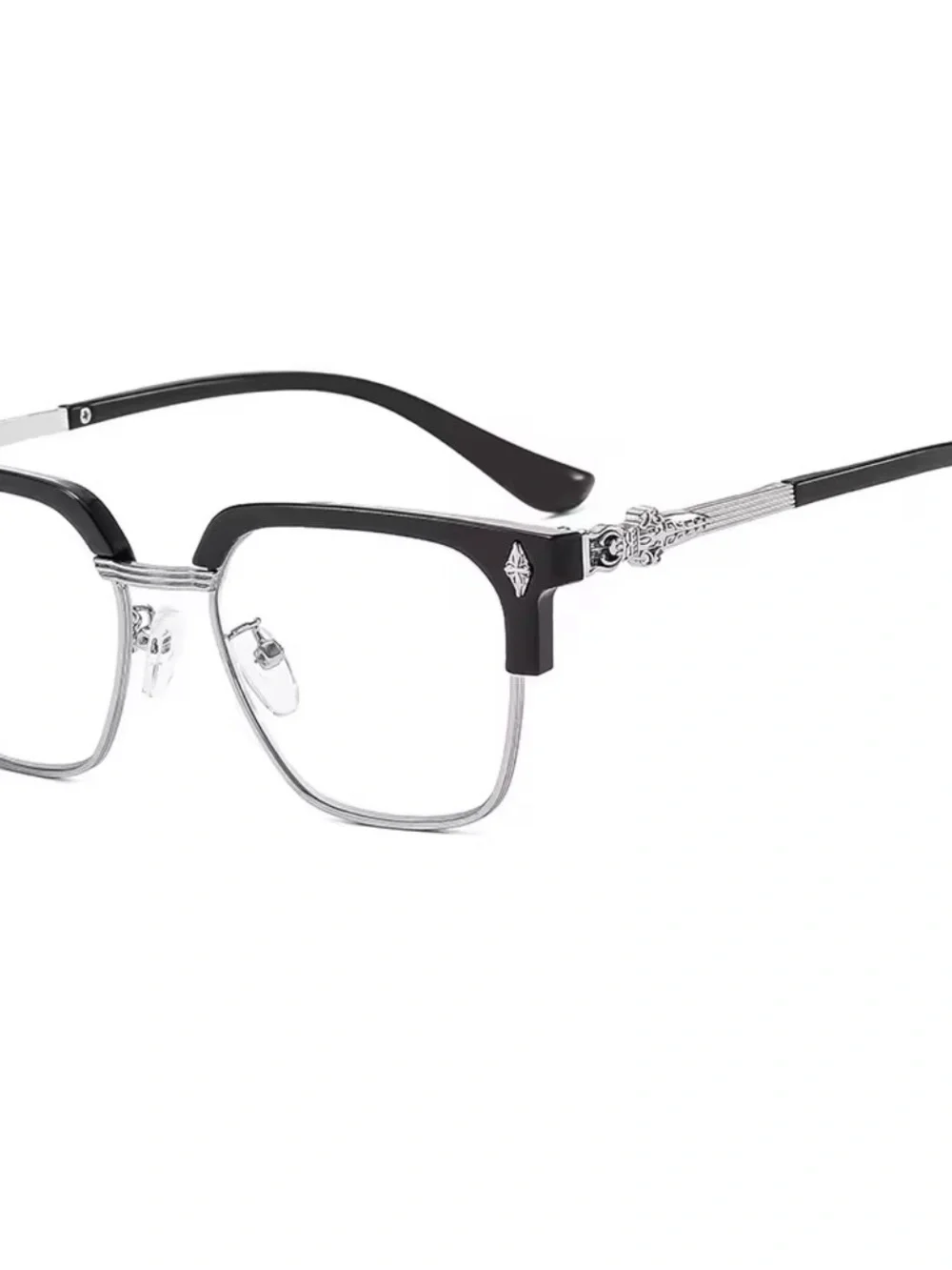 Malcolm X Black and Gold Women's Semi-Rim Eyeglasses